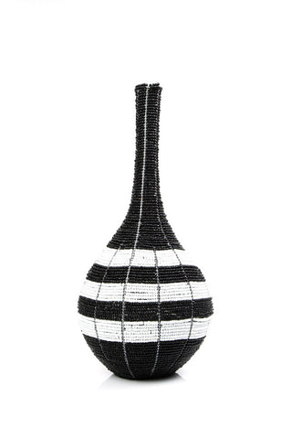 Vase - Beaded, Black and White