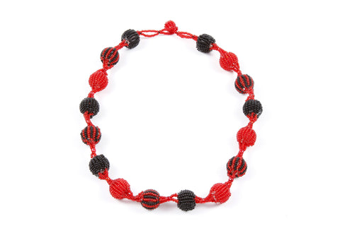 Necklace - Bauble, Red and Black, Medium