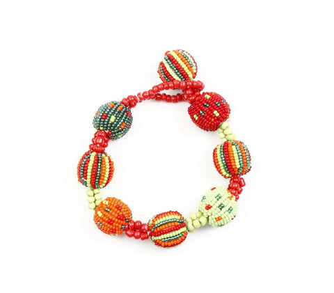 Kit bracelet fil élastique perles en verre ton orange - Kit bracelet -  Creavea